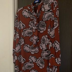 Rust and floral color short dress with tie at the neck size 3x worn once